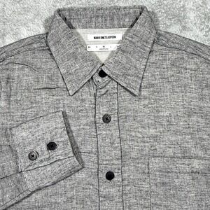 Man x One Teaspoon Shirt Mens Medium Black Gravy Woven Classic Ace Button Up NWT